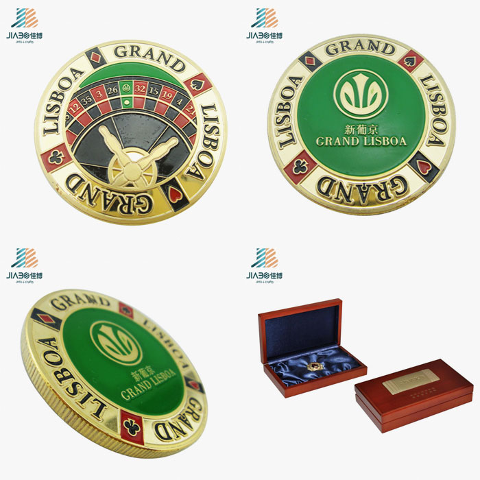 Customize Enamel Poker Lottery Casting Metal Gold Coin for Souvenir