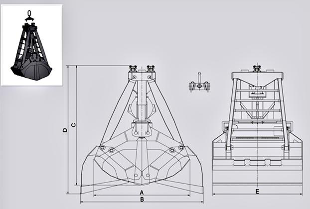 Electo-Hydraulic Remote Control Two Clamshell Grab Bucket