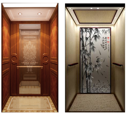 Etched Mirror Hairline Stainless Steel Villa Elevator Home Lift