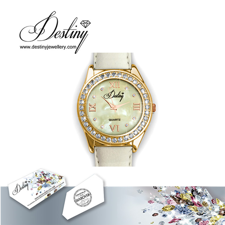 Destiny Jewellery Crystal From Swarovski Leather Watch