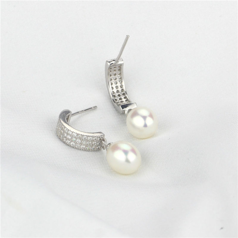 Freshwater Pearl Earring AAA 8-9mm Drop Jewel Charming Silver Drop Pearl Earring