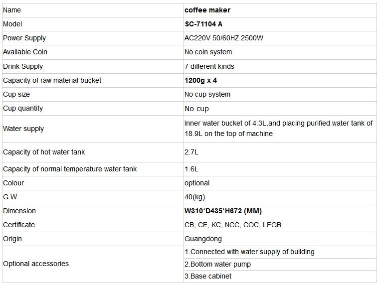 Sapoe Press Button and Touch Screen Fully Automatic Coffee Machine Sc-71104 a