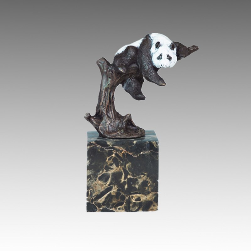 Animal Statue Panda Climbing Tree Bronze Sculpture Tpal-302