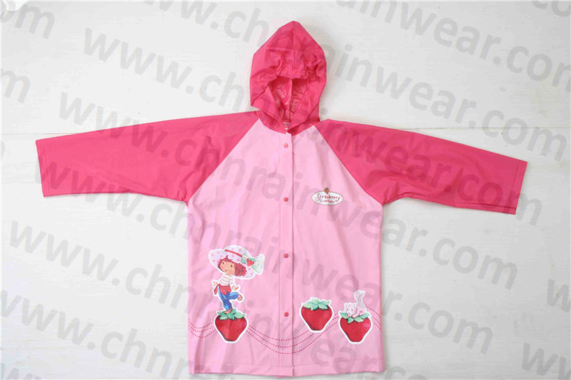 Cartoon Pattern PVC Waterproof Rain Jacket for Girls