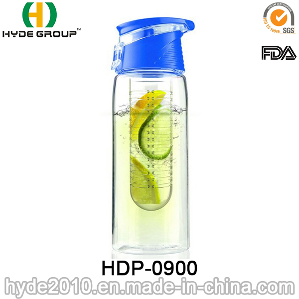 23oz Tritan Material Water Bottle with Fruit Infuser, BPA Free Plastic Fruit Infusion Bottle (HDP-0900)