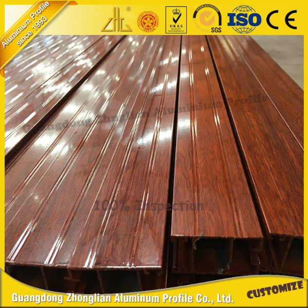 Newest Wooden Grain Aluminium Extrusion for Simulate Wooden Door with Customized Stripes Aluminum