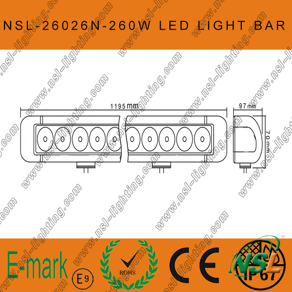 47inch 260W CREE LED Light Bar, Flood Euro 4WD Boat Ute Driving Work Lights, New 10W Range LED Sr Light Bar