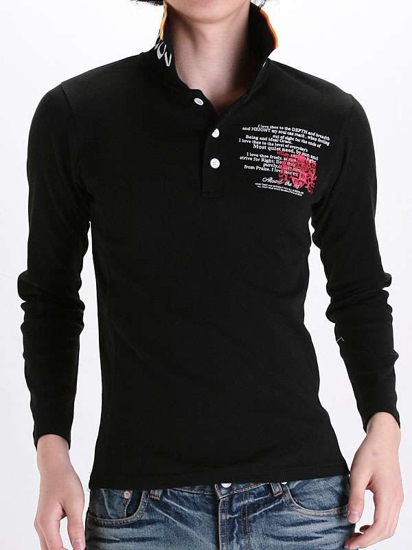 Custom Cotton Fitted Printing Wholesale Long Sleeve Men Polo T-Shirt