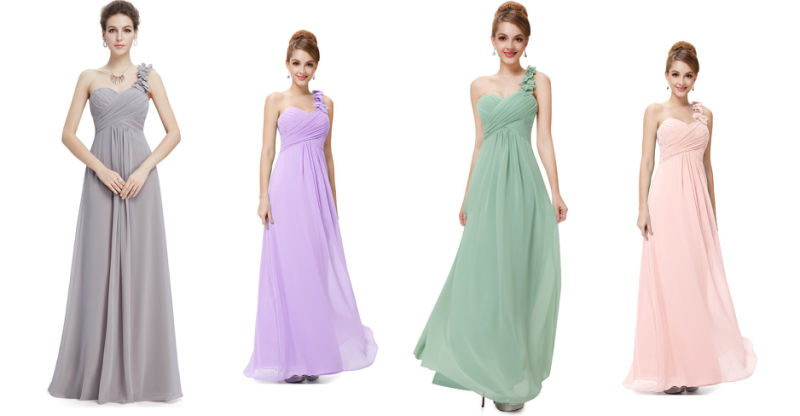 Long Evening Dresses Chiffon One Shoulder Prom Dress