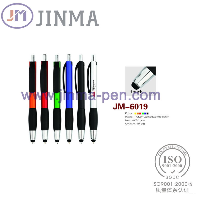 The Promotion Gifts Plastic Ball Pen Jm-6019 with One Stylus Touch