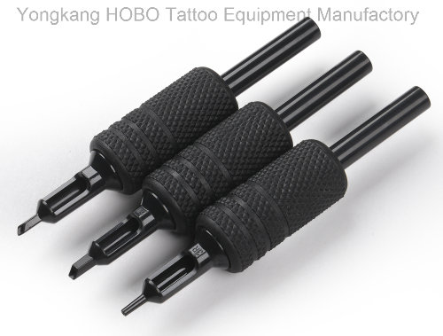 Top Quality 25mm Disposable Tattoo Black Silicone Rubber Grips with Black Tips