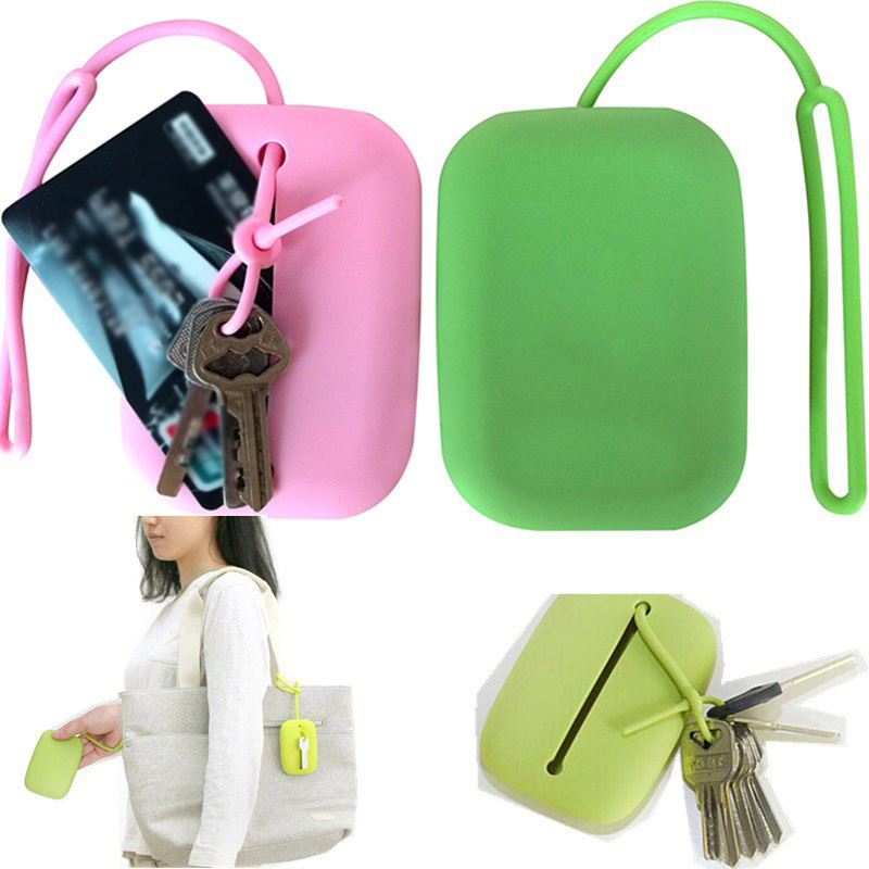 Rectangle Silicone Card Bag Key Chain for Shopping