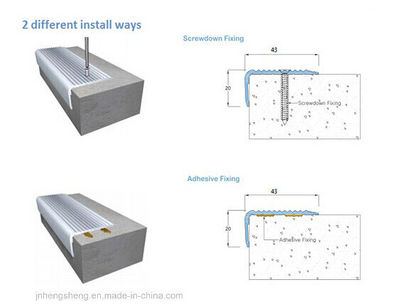 Ceramic Tile Top Floor Hard-Wearing Aluminum Anti Slip Stair Nosing