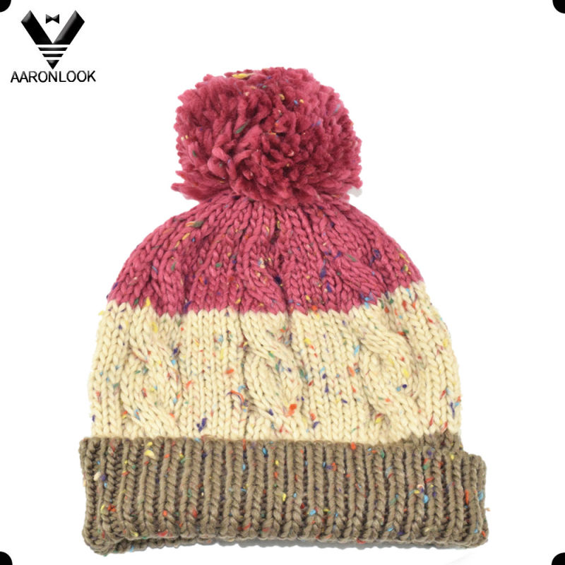 Multicolor Nep Yarn Jacquard Winter Fashion Hat with Pompom