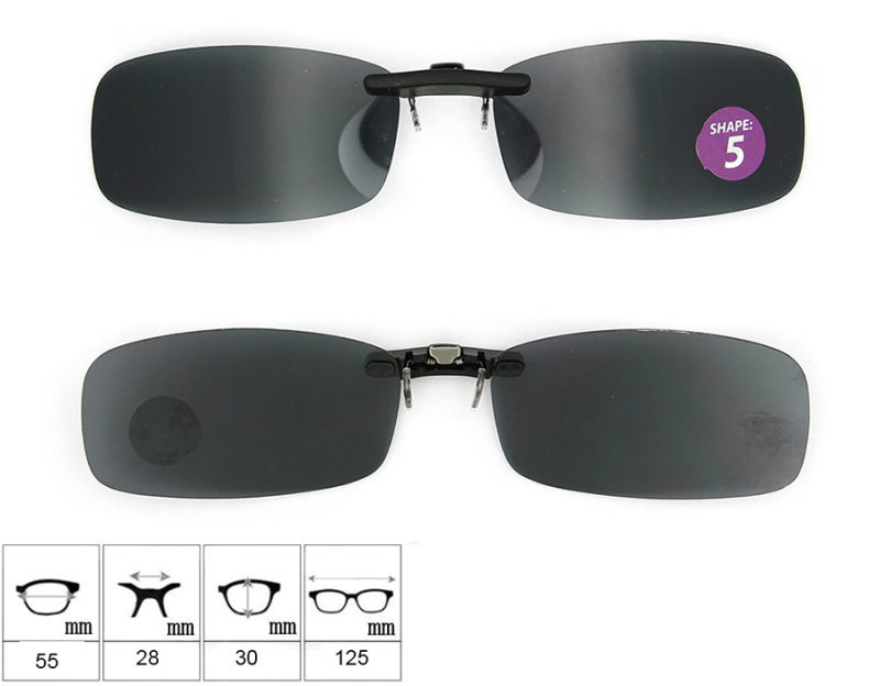 Good Quality Low Price Clip on Sunglasses with Case (shape 6)