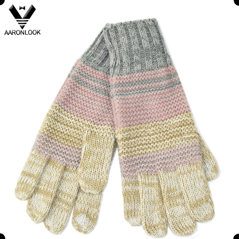 2016 New Fashion Knitted Winter Glove Five Finger