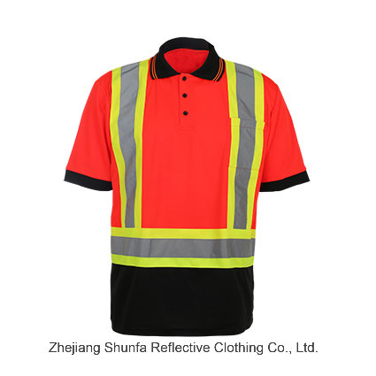 Custom Safety Reflective Tape Polo T-Shirt with Birdeye Mesh