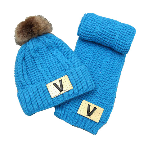 Kids Baby Unisex Children Boys Girls Winter Cable Twisted Beanie Hat Set Scarf (SK415S)