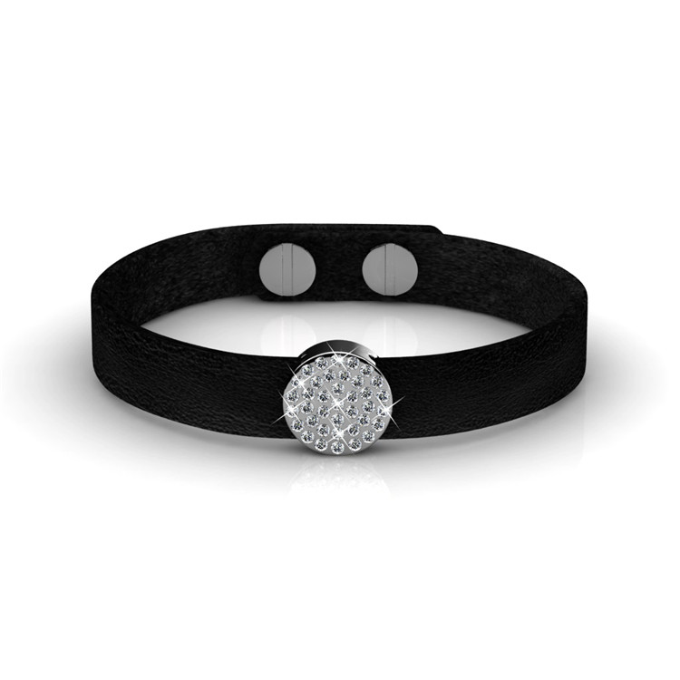 Destiny Jewellery Crystal From Swarovski Round Leather Bracelet