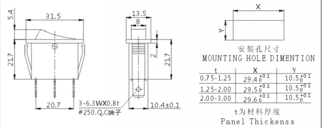 Soken Rk1-15 1X1n Lens on off Rocker Switch