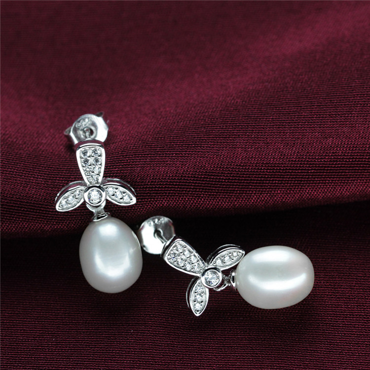 Sterling Silver Fashion Natural Freshwater Pearl Earring