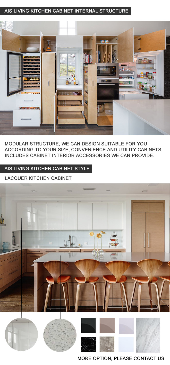 Custom Made Lacquer with Quartz Kitchen Cupboards Furniture (AIS-K205)