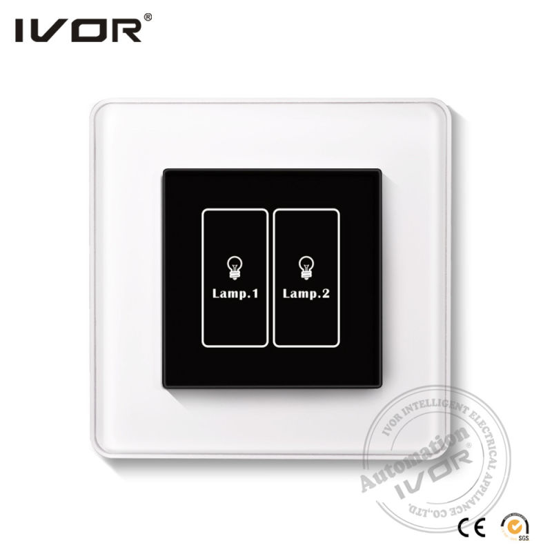 2 Gangs Lighting Switch Touch Panel Glass Outline Frame (HR1000A-GL-L2)