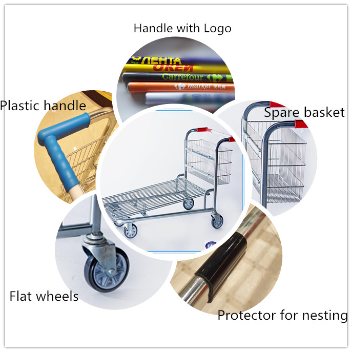 Four Wheels Heavy-Duty Cargo Trolleys for Warehouse