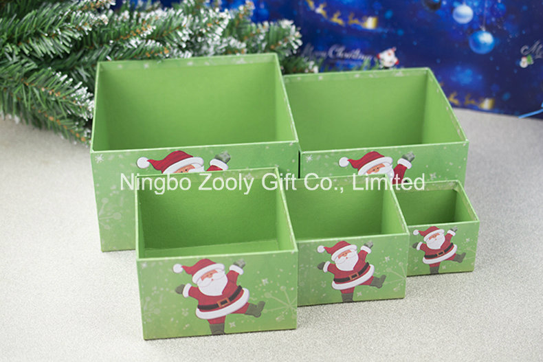 Quality Rigid Paper Board Christmas Gift Packing Box / Printing Christmas Display Storage Box / Christmas Square Paper Gift Box