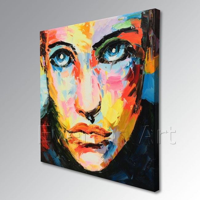 Hand-Painted Modern Figure Palette Knife Wall Art Decor Abstract Portrait Pop Oil Painting on Canvas