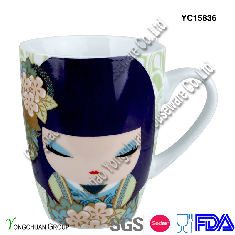 Porcelain Mug with Girl Pattern