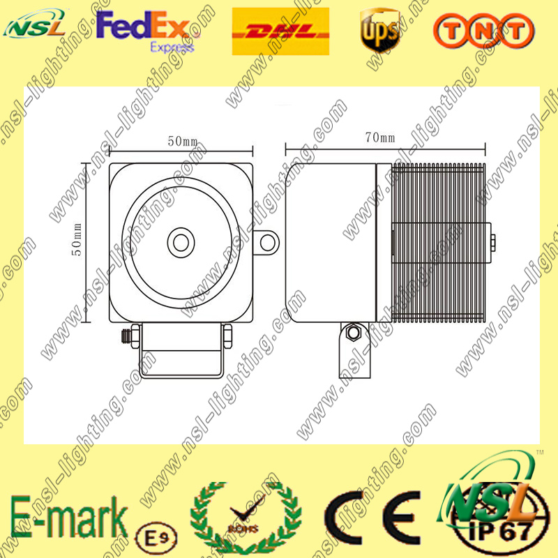 10W LED Work Light, 850lm LED Work Light, 6000k LED Work Light for Trucks