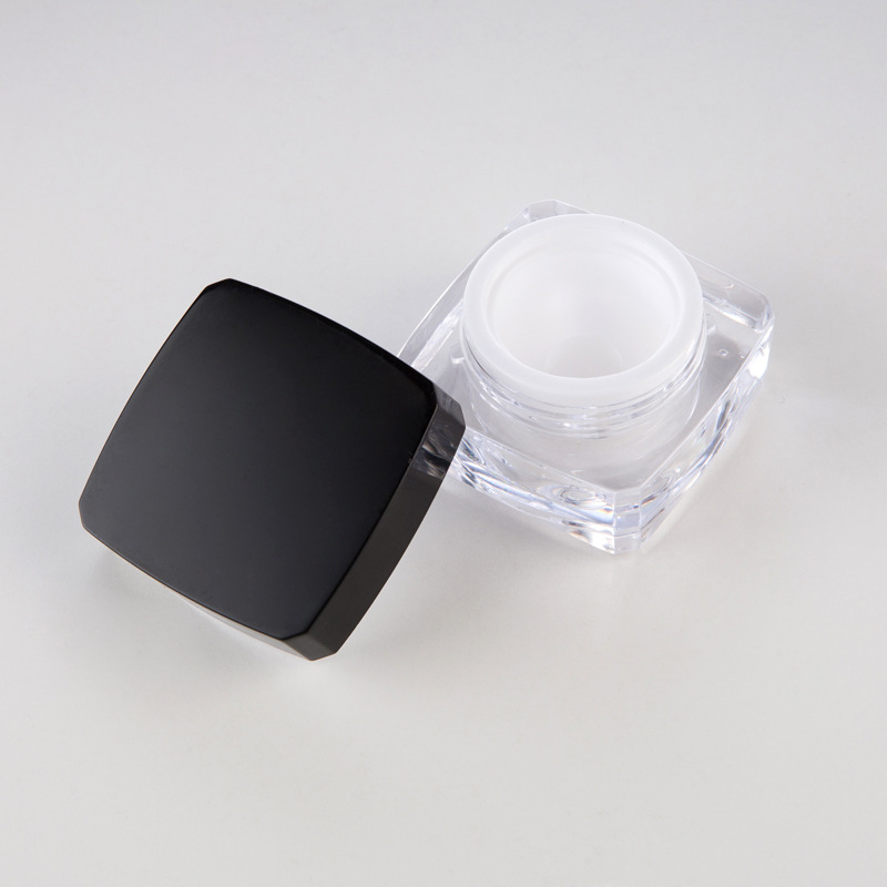 20g Square Acrylic Jar Plastic Clear Jar with Black Cap