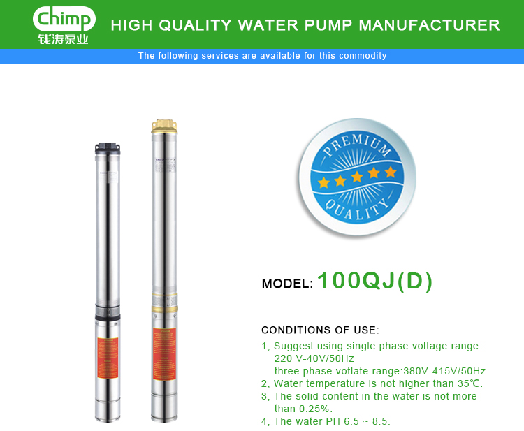 China Hight Quality 4 Inch Screw Type Submersible Water Pumps