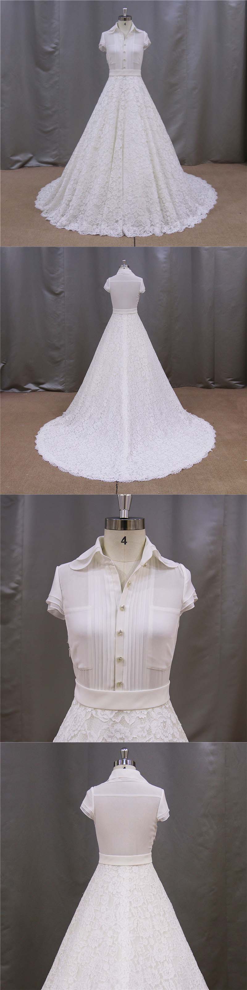 Lace Skirt Top Quality Chiffon Wedding Dress