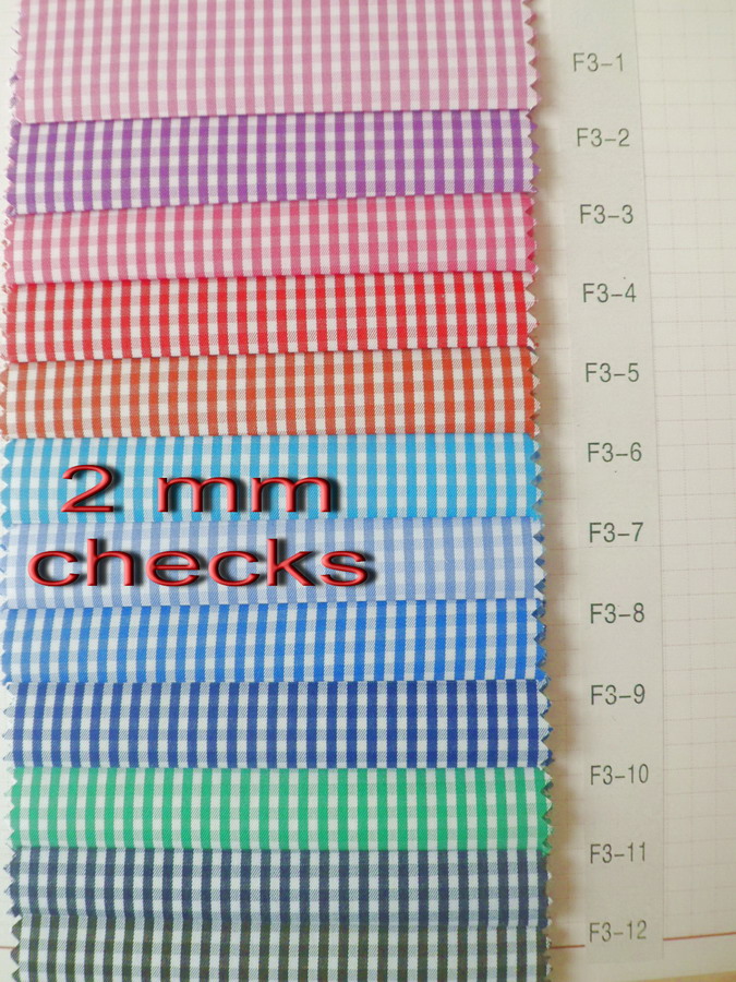 Red/White Checks Twill CVC Yarn Dyed Fabric Shirting