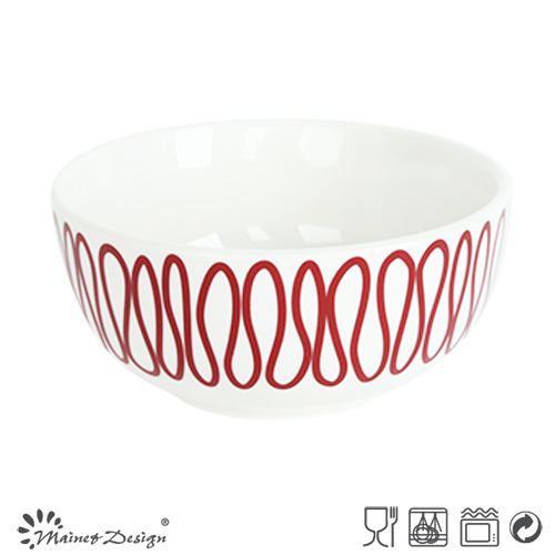 13cm Porcelain Bowl with Creative Lines Decal Printing