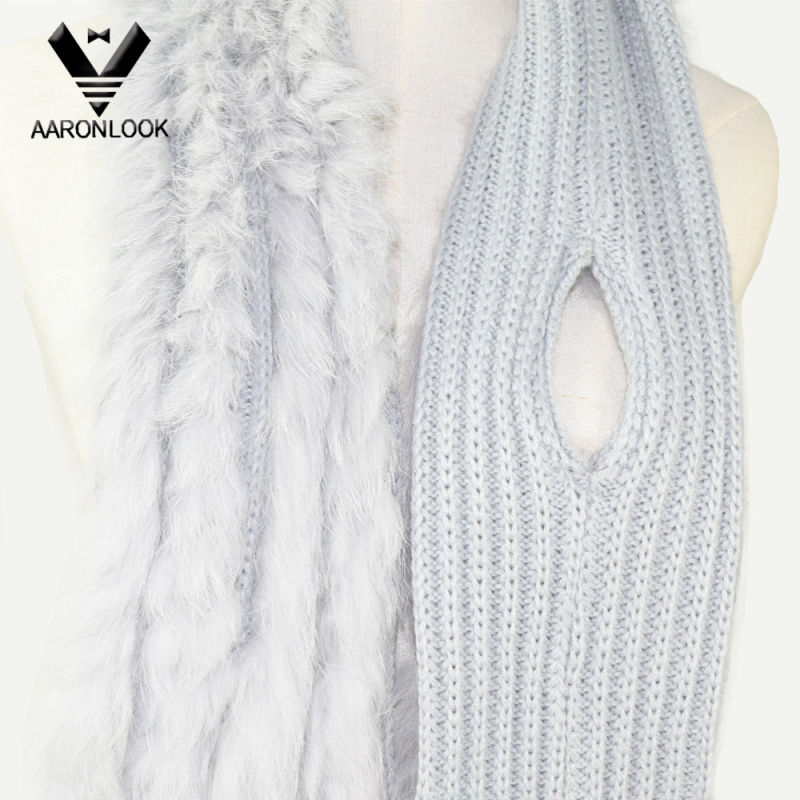 Women High Grade Luxury Knitting Rabbit Fur Scarf