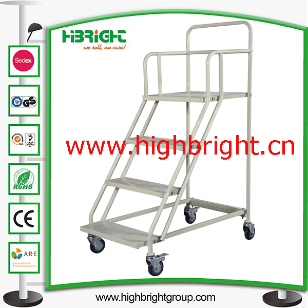China Factory Steel Warehouse Rolling Step Ladder