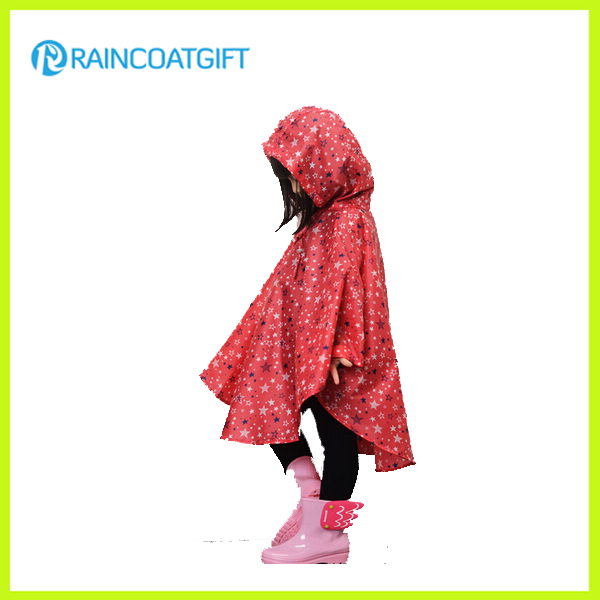 All Over Logo Printed Girl's Polyester Rain Poncho Rpy-016