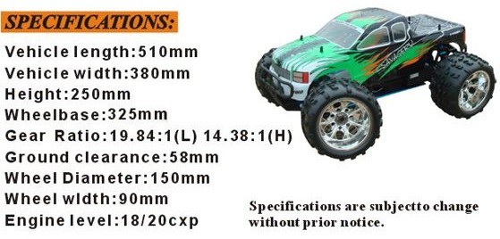 Hsp 2.4G 1: 8 Scale Four-Wheel Drive High Speed 50 Km/H Remote Control off-Road