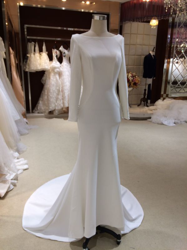 Mermaid Satin Long Sleeve Wedding Dress