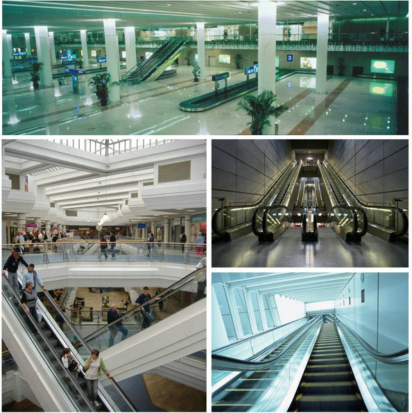 Indoor Commercial Escalator Lift with Etched Stainless Steel Landing Plate