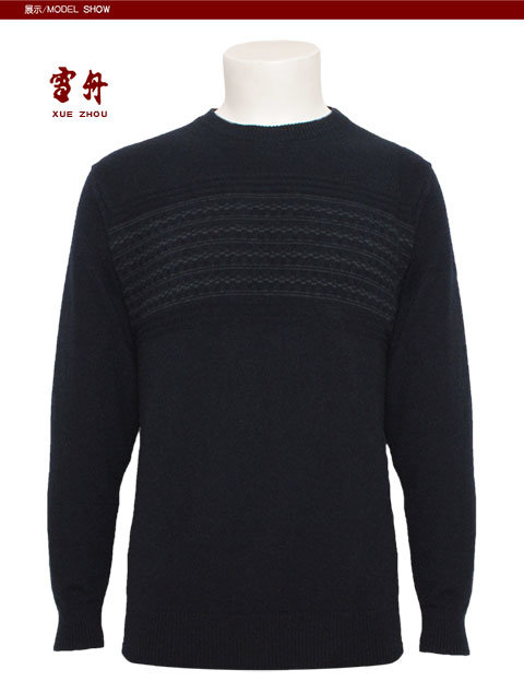 Men's Yak Knitted Round Neck Long Sleeve Pullover Sweater for Autumn