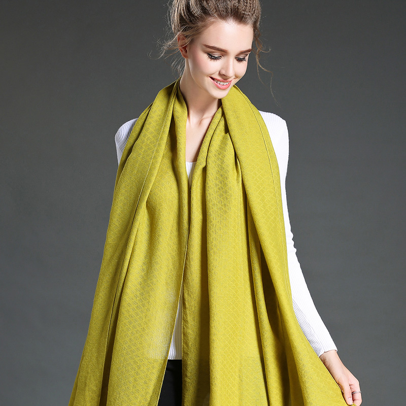 Women in Winter to Keep Warm Plain Yellow   Polyester Scarf Shawl