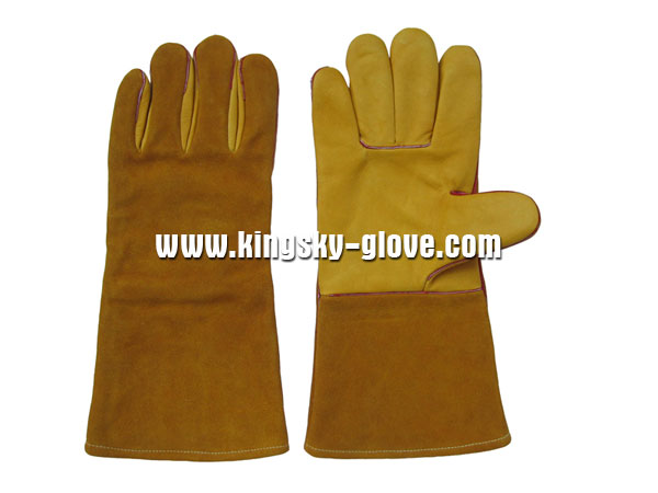 Brown Cow Grain Leather Palm Welding Work Glove-6550