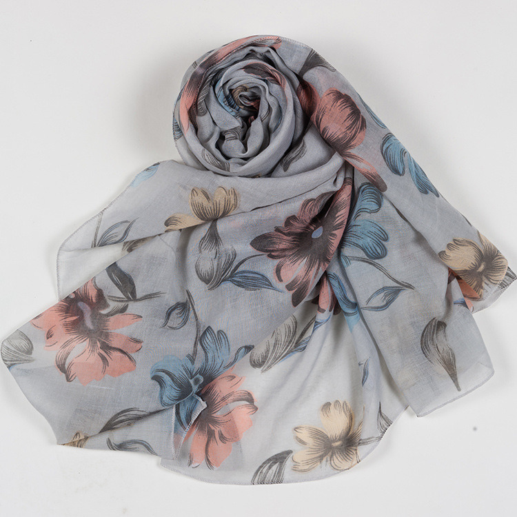 Women Butterfly Print Soft Long Neck Wrap Shawl Stole Spring Autumn Scarf (SW105)