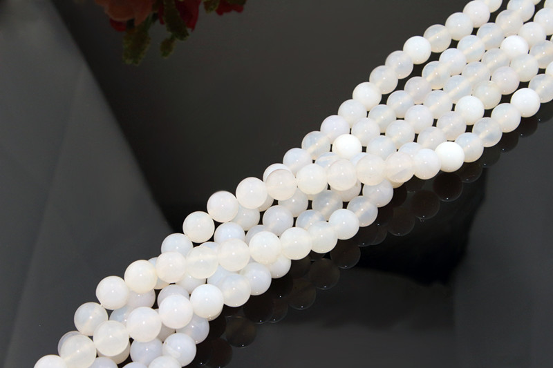 Round 4 6 8, 10, 12mm Wholesale White Agate Natural Gemstone Agate Stone