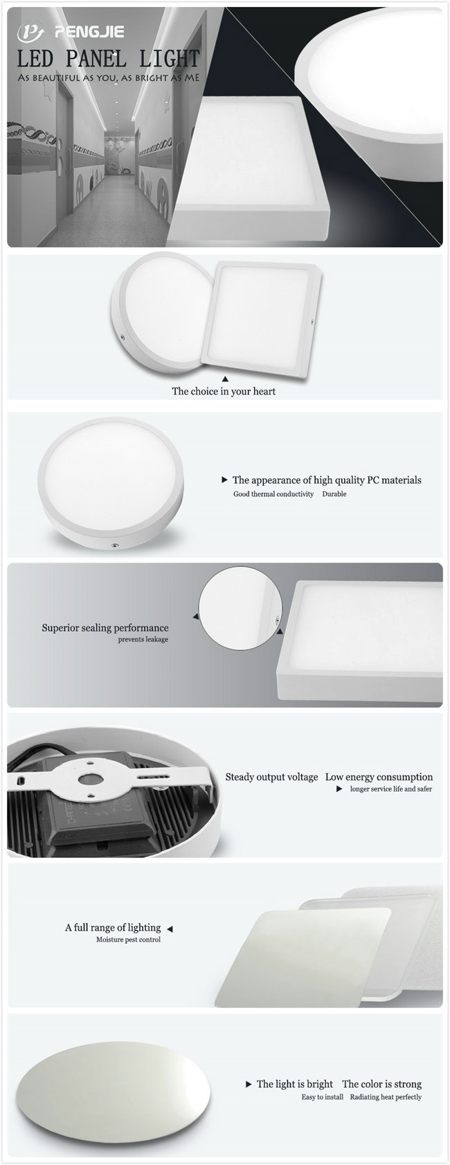 Popular Energy Saving 22W Ultra Narrow Edge LED Surface Panel (Round)