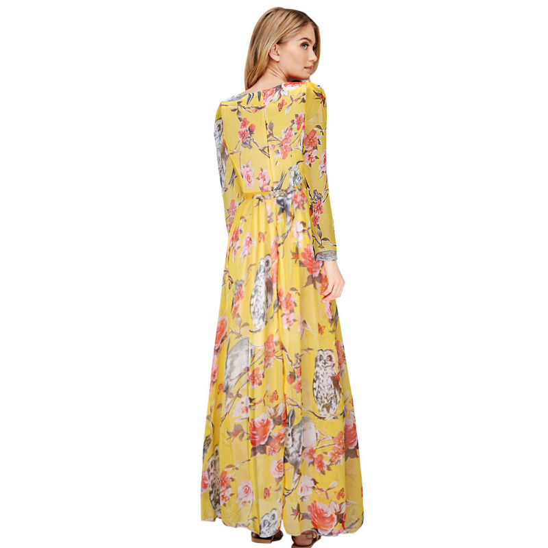 European Women's Summer Sexy Printed Maxi Dress